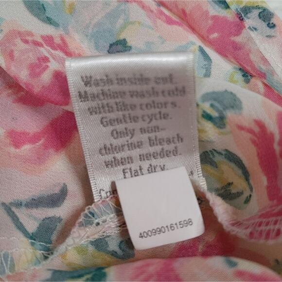 Lauren Conrad LC Sheer Size Medium M Floral Flower Button Up Blouse Top - Picture 5 of 12